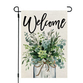 CROWNED BEAUTY spring eucalyptus mason jar flag 12x18 for outdoor welcome displays.