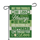 CROWNED BEAUTY St Patrick's Day garden flag with blessing design, double-sided visibility for outdoor charm.