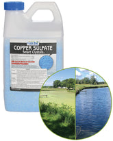Crystal Blue copper sulfate algaecide bag 5lb for pond treatment.