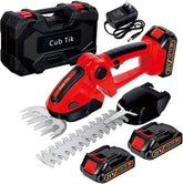 Cub Tik hedge trimmer 2-in-1 front view showing compact design for easy yard work.