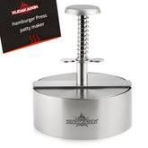 Cuexorik hamburger press shows durable 304 stainless steel for long-lasting use.