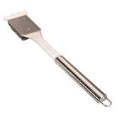 Cuisinart grill brush with long handle reaches tight spots safely for thorough cleaning.