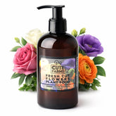 Cute Farms Fresh Cut Flower Food bottle with pump for easy dosing in vases.