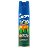 Cutter Backwoods 40% DEET aerosol can for long-lasting outdoor protection.