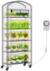 Cuverc small indoor greenhouse with grow light for year-round indoor gardening