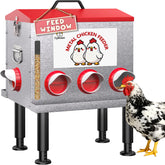 Cybrasc 10-Gal chicken feeder window clearly shows feed level for quick top-ups.