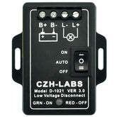 CZH-LABS LVD panel-mount front view for compact battery protection in solar setups.