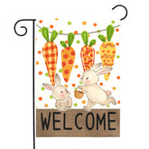 Dacawin Easter garden flag bunny-carrot design welcomes guests outdoors.