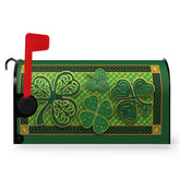 Dacawin green shamrocks mailbox cover showcasing durable, waterproof oxford fabric.