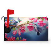 Dacawin hummingbird flower mailbox cover on 21x18 post, weatherproof and vibrant for curb appeal