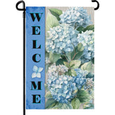 Dacawin Hydrangea garden flag with blue flowers, double-sided outdoor display.