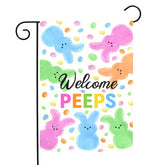 Dacawin Welcome Peeps Easter flag with bunny pattern for bright porch decor.