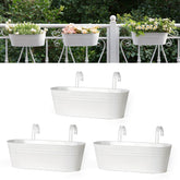 Dahey three-piece metal hanging pots on a railing for space-saving gardening