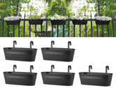 Dahey hanging flower pots on a balcony rail for vibrant container gardening