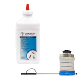 Daisy J&M DeltaDust 1lb bottle with clear puffer for drain applications.