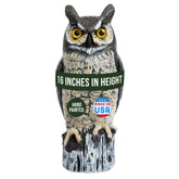 Dalen large fake owl decoy, 16-inch lifelike pose deters garden birds.