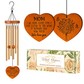 Damaigiift Mom Wind Chime with heart messages enhances outdoor ambiance and emotional gifting.