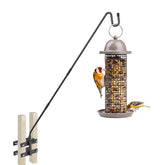Damukoo deck hook with 360° rotation holds a bird feeder securely on your railing.
