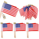 DanCoom small American flags on sticks for table or yard displays.