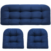 DANGHOOGY wicker loveseat blue cushion for durable outdoor seating.