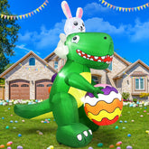 Danxilu Easter inflatable dinosaur with egg on porch for dramatic decor.