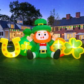 Danxilu leprechaun figure with top hat glows at night for festive curb appeal