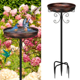 Daoeny 35in metal birdbath base stands sturdy for long outdoor use.