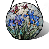 DASTOLL blue iris butterfly suncatcher shining in sunlight