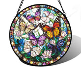 DASTOLL stained glass butterfly suncatcher on window brightens rooms with sunlight