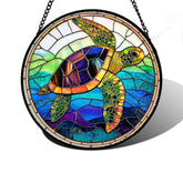 DASTOLL stained glass turtle ocean suncatcher brightens windows with vibrant colors