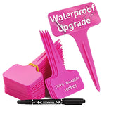 DaTpuik pink plastic plant labels for outdoor gardens, waterproof and reusable.