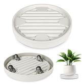 Dcpes 12-inch plant caddy with hidden wheels for cleaner look and easy mobility.
