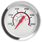 DcYourHome lid temperature gauge on Char-Broil grill with clear readings.