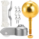 DEAYOU 3-inch gold ball topper on a flag pole, weatherproof elegance.