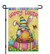Decorhua Easter gnome flag on burlap for a cheerful yard welcome.