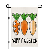Decorhua Happy Easter Garden Flag 12x18 front view welcomes guests outdoors.