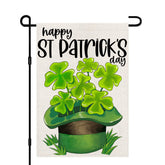 Decorhua Happy St Patrick's Day burlap flag, 12x18, double-sided outdoor decor.