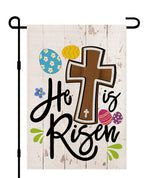 Decorhua He Is Risen Easter garden flag with double-sided design for yard display