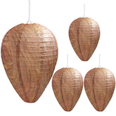 DECYOOL four-pack wasp nest decoy hanging to deter wasps around entryways.