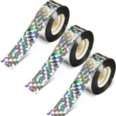 DECYOOL bird scare tape with reflective rolls deters birds in sunny yards.