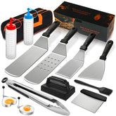 Deedro 14pcs griddle kit arranged tools for quick outdoor prep.