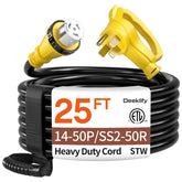 Deeklify 25ft cord with NEMA 14-50P to SS2-50R connection for reliable RV power