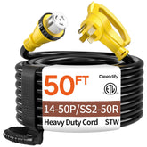 Deeklify 50ft generator cord outdoors for RV power extension and reliability.