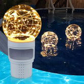 DeeprBlu pool chlorine floater with solar ball light floats upright and lights at night
