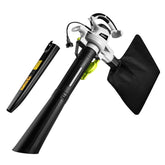DEKOPRO 12A 3-in-1 leaf blower clearing leaves quickly in a yard