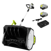 DEKOPRO 40V cordless snow shovel, 17 inch intake for quick sidewalk clearing.