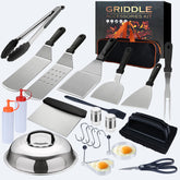 Demiwise trombone spatula for precise flipping on Blackstone and Camp Chef griddles.