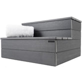 DENKOE Hot Tub Steps front view with wood-look finish for durable outdoor use.