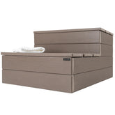 DENKOE hot tub steps with wood-look surface for easy tub access and stylish outdoor décor