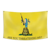 DESFLOPY Are You Threatening Me flag 3x5ft banner in dorm room for bold wall decor.